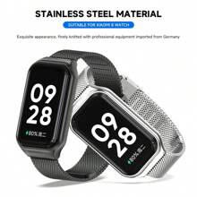 1 pièce Bracelet en acier inoxydable compatible avec Xiaomi Mi Band 8 Active, Bracelet compatible avec Xiaomi Smart Band 8 Active, Bracelet de montre en métal compatible avec Redmi Band 2