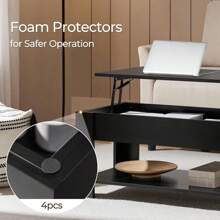 Wooden Coffee Table, Lift Top Coffee Table With Large Hidden Storage Shelf, Lift Tabletop Dining Table For Living Room, Home Small Space, 38.6in, Black - 黑色 - 查看 9