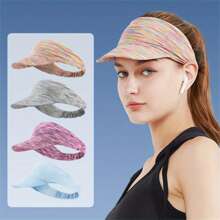 1 件男女通用透气运动遮阳帽，夏季户外防晒，涤纶针织面料，四季弹力，带开关闭合，仅可手洗 - 适合骑行和跑步