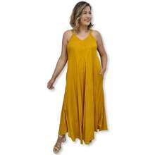 Vestido Indiano Alça Trapézio Longo Liso Viscolinho