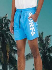 Mens Surf & Beach Print Board Shorts Swim Trunks Mesh Lining Beach Swim Vacation Tropical - Marina - View 3