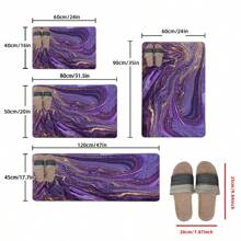 1 pieza Alfombra de piso antifatiga con superficie de felpa suave y patrón de mármol morado, decoración para el hogar, baño, cocina, felpudo, alivio cómodo para los pies, adecuado para el hogar, baño, cocina - Morado - Ver 3