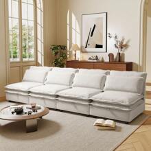 MERAX Double-Layer Cushion Modern Large U-Shaped Modular Sofa, Freely Combinable 6-Seater Or 4-Seater With Storage Function, Convertible To Sofa Bed, Perfect For Living Rooms, Offices, And Apartments - 4-Seater sofa-Beige - 查看 2