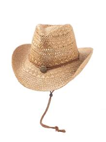 1pc Solid Color Boho Laser Cutout Rhinestone Decor UV Protection Western Cowboy Woven Straw Hat, Panama Straw Brimmed Hat, Unisex Fashion Casual Commuter, For All Seasons