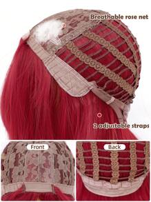 clouder Burgundy Long Hair Wavy Synthetic Wig Women Fashion Red Wig Natural Look Lightweight Breathable Center Parted Bangs Natural Look Heat Resistant Wig Braided Fiber Daily Party Use Elegant Fashion Wig Costume Wig Cosplay 34 Inch