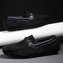 New Men's Slip-On Loafer Shoes, Casual Fashion Moccasins, Korean Style Handmade Low-Top Suede Sneakers