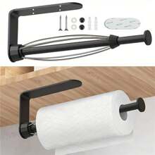 1pc Matte Black Kitchen Under Cabinet Paper Towel Holder - Punch Free Wall Mount With Damping And Adhesive For Easy Installation,Tissue Box Holder,Napkin Holder,Festival Family Gathering,Kitchen Dining Table DecorFor Home Kitchen Bedroom Living Room Dining Room, Home Decoration Accessories, Decorative Box,Women Wedding Gift,Summer Travel Holiday Festival Must-Have
