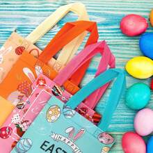 6 PCS Easter Gift Bags, Reusable Non-Woven Tote Bags, Easter Rabbit And Egg Design With Foldable Handles, Suitable For Easter Spring Party Supplies - Multicolor - View 6