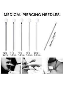 2/5/10PCS 14G Piercing Needles, Hollow Needles Stainless Steel Disposable Sterile Piercing Needles For Belly Navel Ear Cartilage Nose Lip Tongue Nipple Piercing