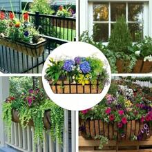 2Pack Trough Coco Liner Fiber Replacement For Planters, 24/30/36/48 Inch Half Moon Coconut Coir Planter For Window Box/Hanging Garden Vegetables Pot, Fence Flower Baskets