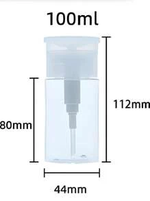 1pc 60ml/80ml/100ml Nail Art Press Bottle, Alcohol Nail Polish Remover Cleansing Water Refillable Bottle, Large Capacity Makeup Remover Empty Bottle Containers For Cosmetics