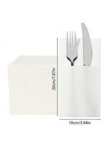 50pcs Dinner Napkins With Flatware Pocket, Prefolded Guest Towels Paper, Linen Feel, For Wedding Event Kitchen Daily Use, White, Perfect For Valentines, Weddings, & Christmas Dinners - Add A Touch Of Elegance To Your Tableware Accessories - White - View 14