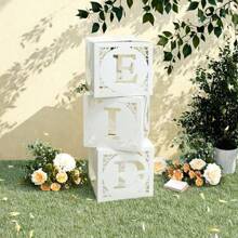 3 piezas Caja de globos con efecto hueco blanco para decoración de fiestas