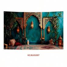 Bandera colgante con temática del castillo de la luna para el fondo del Eid, decoración de festival