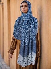 1pc Elegant Women's Floral Embroidery Fringed Square Scarf, Versatile Neckwear All Season - Multicolor - View 4