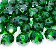 4/6/8 mm Perles plates facettées en cristal d'Autriche vert foncé pour la réalisation de boucles d'oreilles, bracelets, colliers, artisanat de fabrication de bijoux - Vert - Voir 6