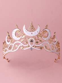 Kronen-Haarteil Haarschmuck, Mond Stern Sonnen Göttin Haarspangen, mit Strass verzierte Krone, universell für Damen und Herren