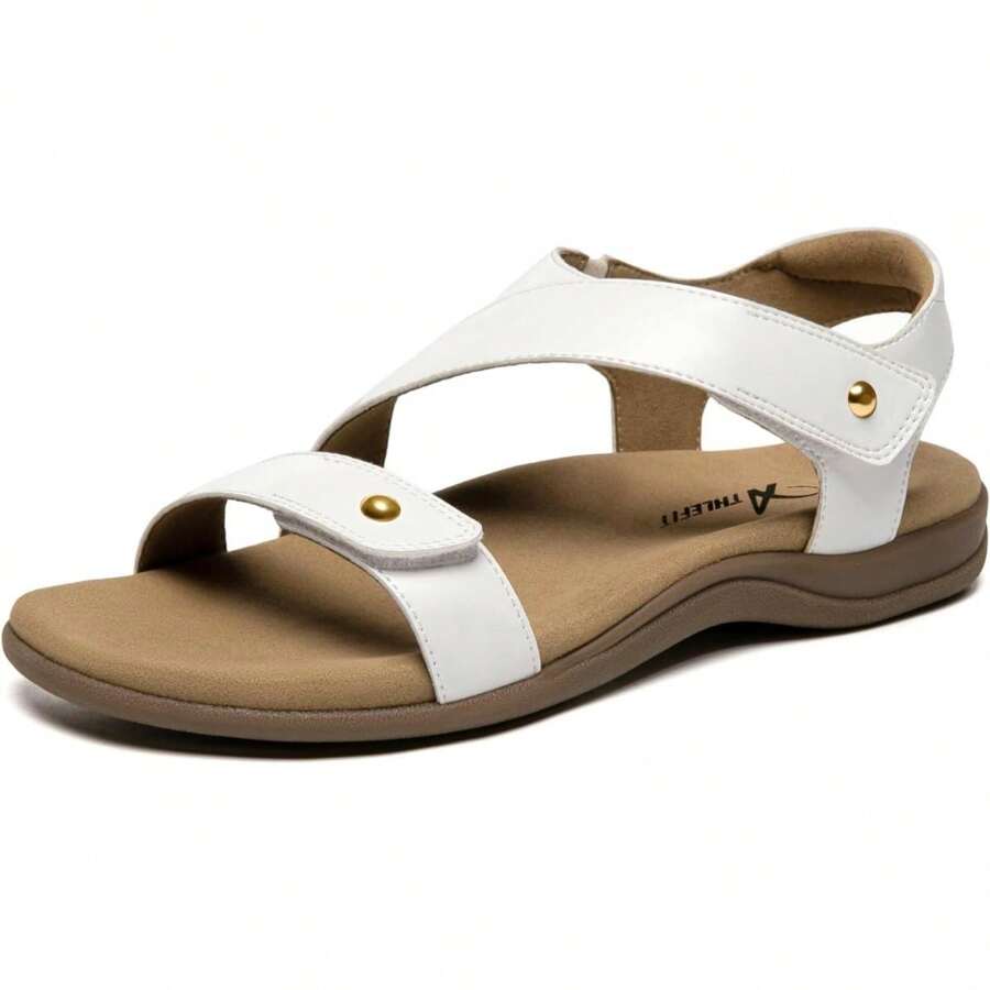 Athlefit Women's Comfortable Orthopedic Sandals With Arch Support Adjustable Walking Fashionable Casual Orthotic Sandals - 白色 - 查看 1