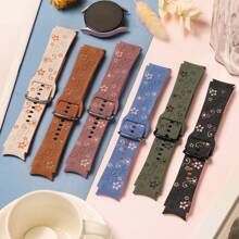 20mm Wacth Strap Compatible With Samsung Galaxy Watch Band 7, 6, 5, 4, Ultra,And FE, 40mm 43mm 44mm 45mm 46mm 47mm,No Gaps Engraved Printed Two-Tone Silicone Strap For Hua Wei Series For Xiao Mi Mi Band Watch Belt,Silicone Strap Suitable For Entertainment,Parties,Walks And Other Gift,Men Women - (Starlight + Brown) Silver Buckle - View 12