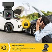 Cámara para auto WiFi con grabación a 1080P HD, ángulo de 170°, sensor G, DVR para vehículo - 1 - Ver 8