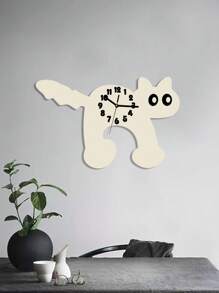 1 pieza, Reloj de pared decorativo con estilo de dibujos animados de gato y perro, silencioso, sin sonido de tic-tac. Para sala de estar, dormitorio, aula, decoración del hogar. Regalo de Navidad y cumpleaños. - Reloj de pared con forma de gato y perro - Ver 4