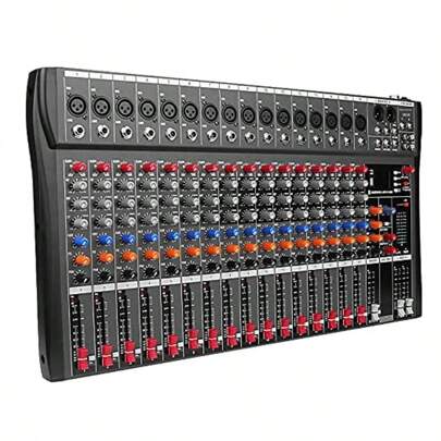 Depusheng DX16 16-Kanal-Audiomixer Soundboard Mischpult Sound Controller mit USB & Bluetooth 48V Power für Profis und Anfänger