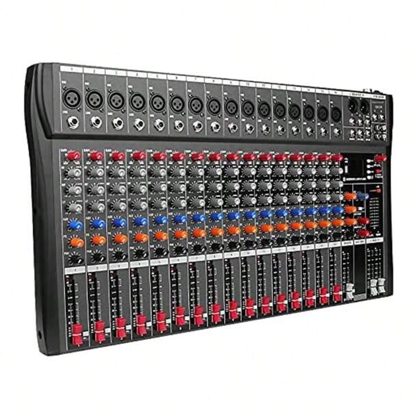 DEPUSHENG Consola mezcladora de audio Depusheng DX16 de 16 canales, consola mezcladora de sonido, controlador de sonido con USB y Bluetooth, alimentación de 48 V para profesionales y principiantes