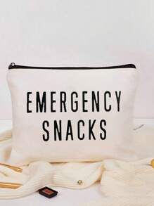 应急零食印花零食袋、旅行化妆品袋拉链化妆包盥洗袋、笔袋储物袋，非常适合旅行、化妆品、零食储存，送给朋友和姐妹的绝佳礼物 - 白色 - 查看 6