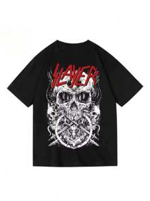 Slayer T-Shirt Rock Metal Band Unisex Male Female 100% Cotton Top Premium Streetwear New Release Immediate Shipping Various Colors!! Plus Size - màu đen - Xem 1