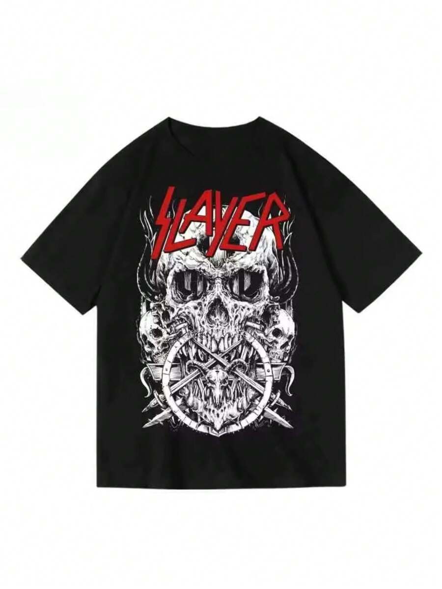 Slayer T-Shirt Rock Metal Band Unisex Male Female 100% Cotton Top Premium Streetwear New Release Immediate Shipping Various Colors!! Plus Size - màu đen - Xem 1