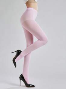 1 par de medias opacas de mujer de estilo de moda de terciopelo, calzas multicolores