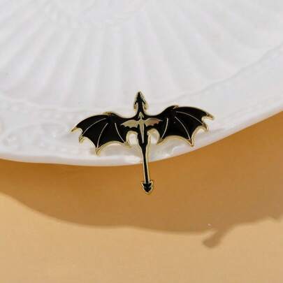 1 pieza Alfiler de solapa con diseño de dragón negro esmaltado de estilo de dibujos animados con diseño de dragón de doble cara, joyería y alfileres unisex para chaquetas, bolsos, accesorios