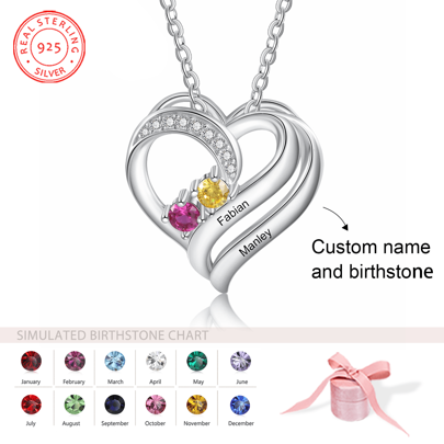 S925 Personal Custom Silber Liebe Halskette mit individueller Gravur süße Halskette Schmuck Geschenk spezielle Geschenke für Valentinstag oder Muttertag