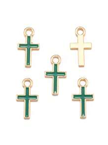 30 peças Minimalista Forma Cruz DIY Gota de Óleo Liga de Zinco Jóias Pingente Colar Roupas Chaveiro Charme, 8*15.5mm W397