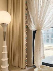 1 件波西米亚风彩虹糖果条纹刺绣薄纱窗帘，杆袋设计方便悬挂，柔软涤纶面料，彩虹条纹刺绣，有多种尺寸可供选择，适合不同场景，适用于卧室、浴室、客厅、厨房、办公室、家居装饰 - 彩色 - 查看 2