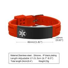 1 pezzo Bracciale regolabile in acciaio inossidabile e silicone con inciso il simbolo IP medico personalizzato, unisex per uso casual, per la Festa del papà, regalo per amici