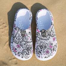 Zapatillas de Verano para Mujeres, Zuecos Huecos, Sandalias de Piscina al Aire Libre, Zapatos de Playa de Jardín, Chanclas de Ducha de Agua, Mules Ligeros con Mensaje - Púrpura-1617 - Ver 2