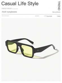 1 件男士休闲时尚全框黑色方形时尚眼镜，适合户外、旅行、钓鱼，适合夏季海滩度假、户外、旅行 - 彩色 - 查看 13