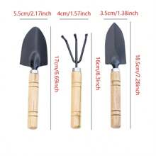 3 件套园艺工具：盆栽铲、手动耕耘机，非常适合室内盆栽、花卉和蔬菜园艺 - 黑色 - 查看 3