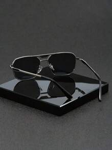 Gafas de moda con puente doble y parte superior plana cuadrada, con montura de metal, accesorios unisex para deportes al aire libre, fiestas, vacaciones, viajes, conducción, pesca y fotografía