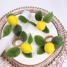 1/2/4PCS Handmade Napkin Rings, Yellow Lemon, Realistic Lemon Napkin Rings For Weddings, Dinners, Banquets And Napkin Holders.