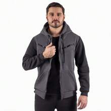 Men Zip-Up Hoodies - Màu xám đen - Xem 4