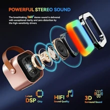 Karaoke Speaker With Microphone Set, Small Speaker, Home Karaoke Machine, In Pink, Blue, And White Colors, Comes With 2 Microphones, Portable Handheld Karaoke Microphone Speaker