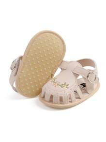 Infant Girls Sandals Summer Shoes Outdoor First Walker Toddler Girls Shoes For Summer Elegant White Embroidery