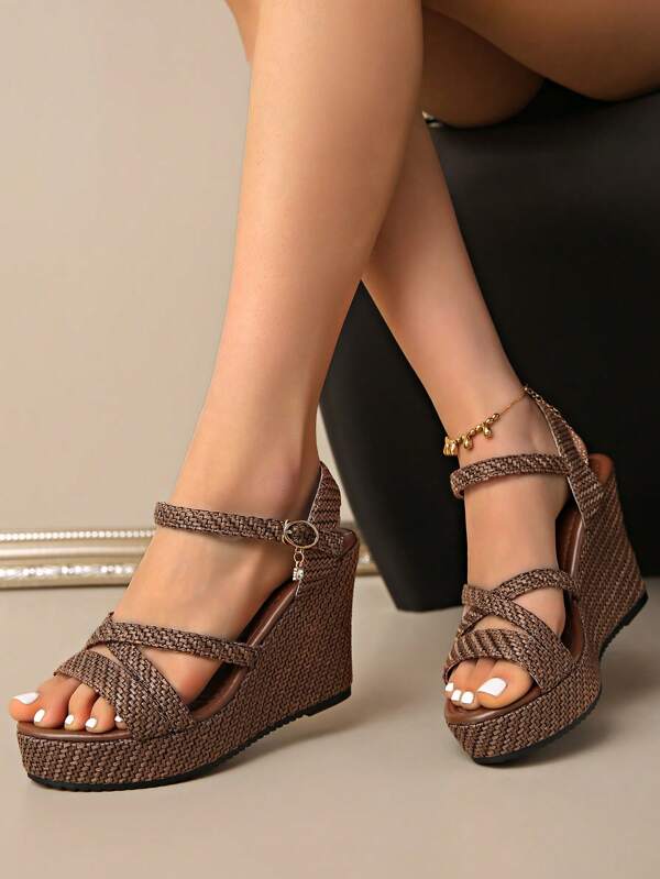 2024 New Women Wedge Platform Sandals, Waterproof Roman Thick Bottom Open Toe Shoes