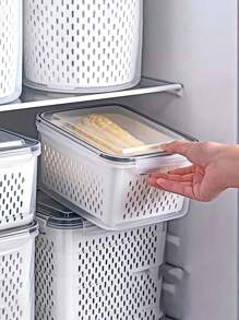1pc/3pcs Plastic Food Storage Containers Set With Draining Basket And Lid - Leak-Proof, Fridge Safe, Reusable Multi-Functional Kitchen Organizer For Fruits, Vegetables And Food
