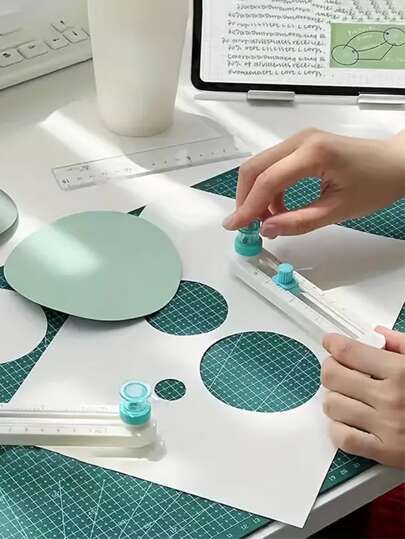 1 pieza Herramienta de corte redonda giratoria de 360 grados hecha a mano y ligera, cortador rotativo manual, diámetro de corte mínimo 0.79 pulgadas, diámetro de corte máximo 7.87 pulgadas, útiles escolares