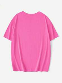 Custom Women's T-Shirts - Add Your Text (, Front And Back Printing, Design Your Own Personalized Printed T-Shirt As A Gift For Girlfriend, Couple Date Shirts, Etc., For Anniversary Unique Guy Costumes, Capsule Wardrobe, Men Basic/Street Style Ideal Gifts For Him Boyfriend, Family, Friends For Birthdays, For Vacation/Holiday, For School/Competition, For Sports/Climbing - Hot Pink - View 4