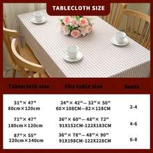 eluckya Rectangular Checkered Tablecloth, Stain-Resistant And Wrinkle-Resistant Washable Polyester PVC Tablecloth, Suitable For Table Decoration, Kitchen Decoration, Wedding Party, Autumn Picnic, Halloween Decoration, Christmas Decoration, Restaurant Tablecloth - Kaki caro nhỏ màu sáng - Xem 6