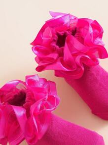 1 Pair Girls Lolita Lace Trim Socks, Romantic Princess Dance Socks, Spring/Summer - Hot Pink - View 6